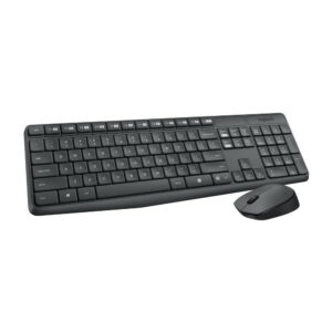 Kit teclado y mouse inalámbrico Logitech MK235, membrana, receptor USB, usa pilas, negro