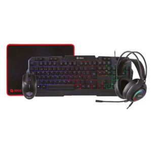 Kit gamer Teros, teclado+mouse+headset+mouse pad